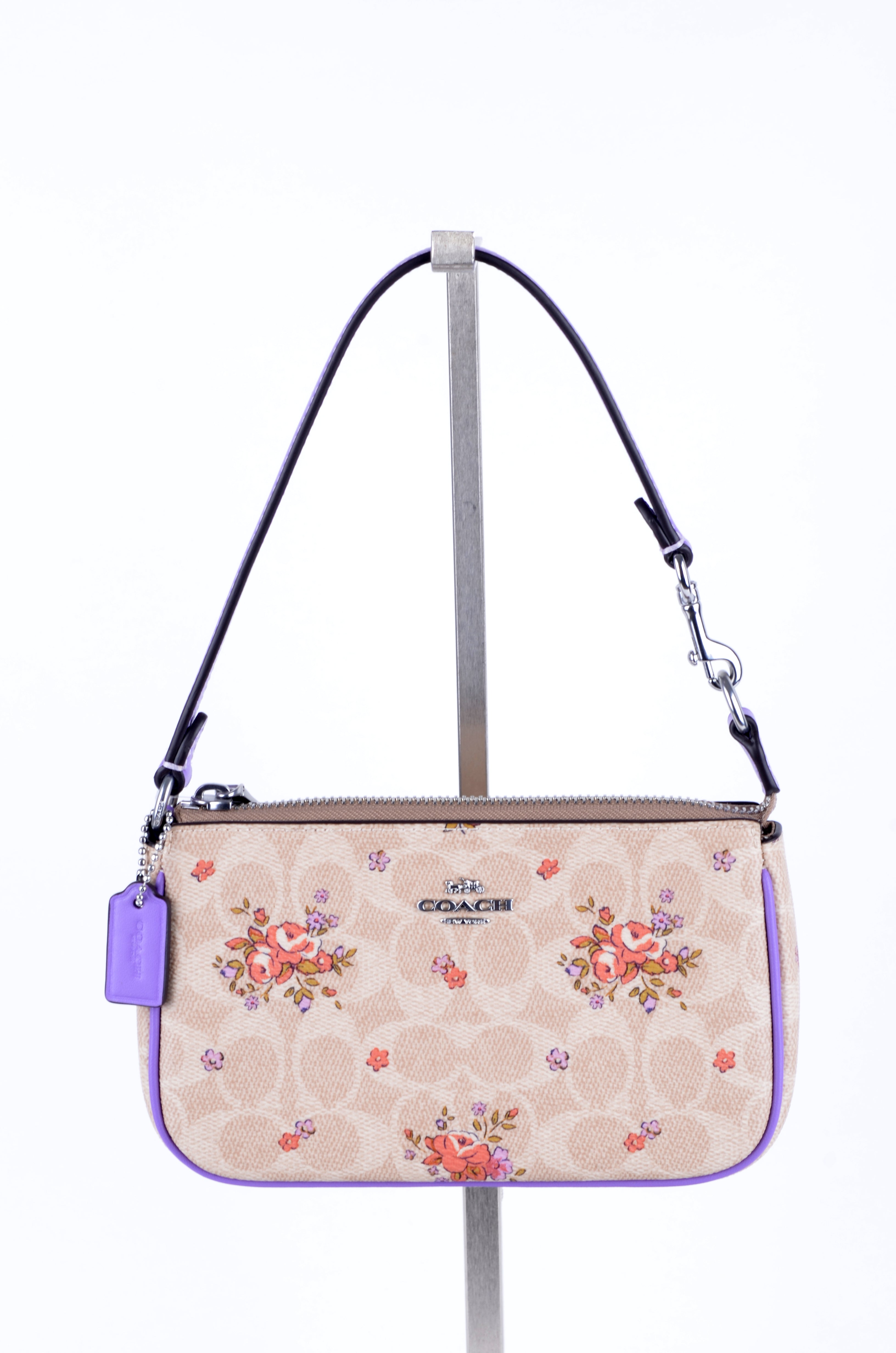 Bolsa Coach de Hombro NOLITA Signature Floral Beige y Lila