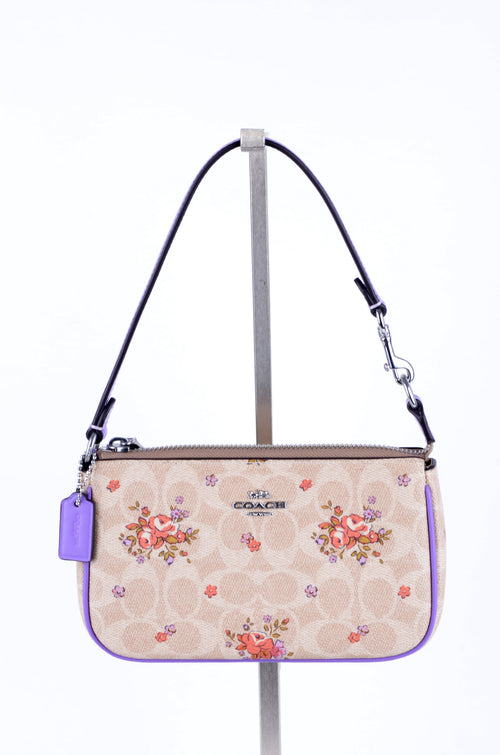 Bolsa Coach de Hombro NOLITA Signature Floral Beige y Lila