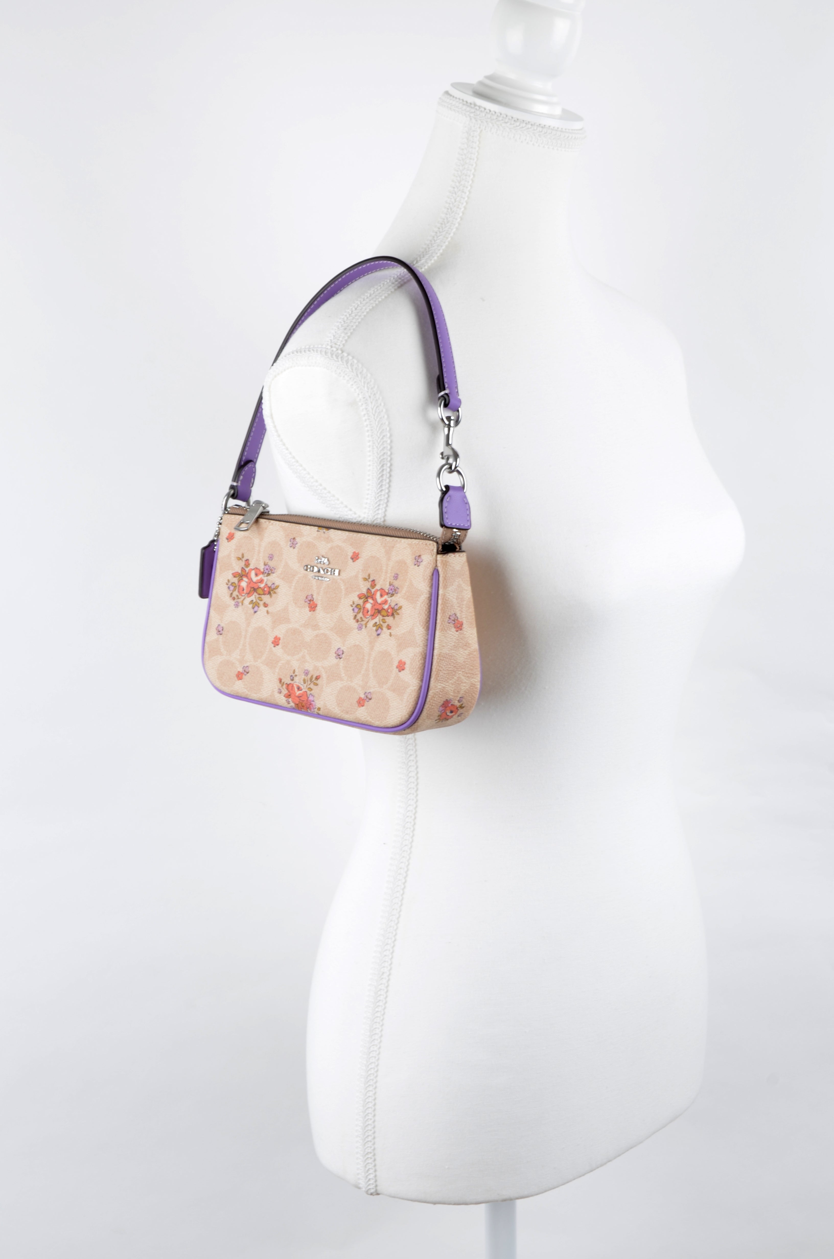 Bolsa Coach de Hombro NOLITA Signature Floral Beige y Lila