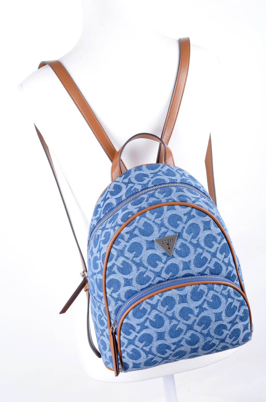 Mochila Guess Azul Denim Monograma