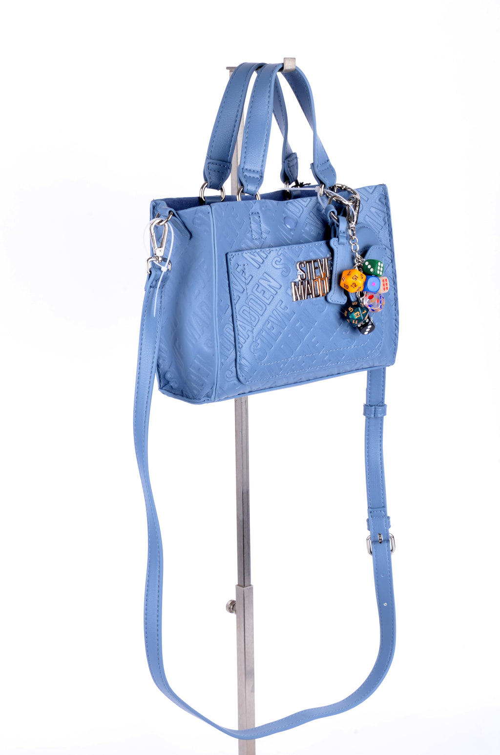 Satchel Steve Madden Azul Monograma con Charms