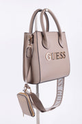 Bolsa Guess Satchel Taupe con Correa Logo y Monedero