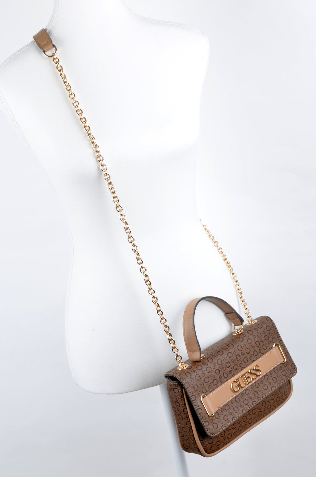 Mini Crossbody Guess Café con Cadena