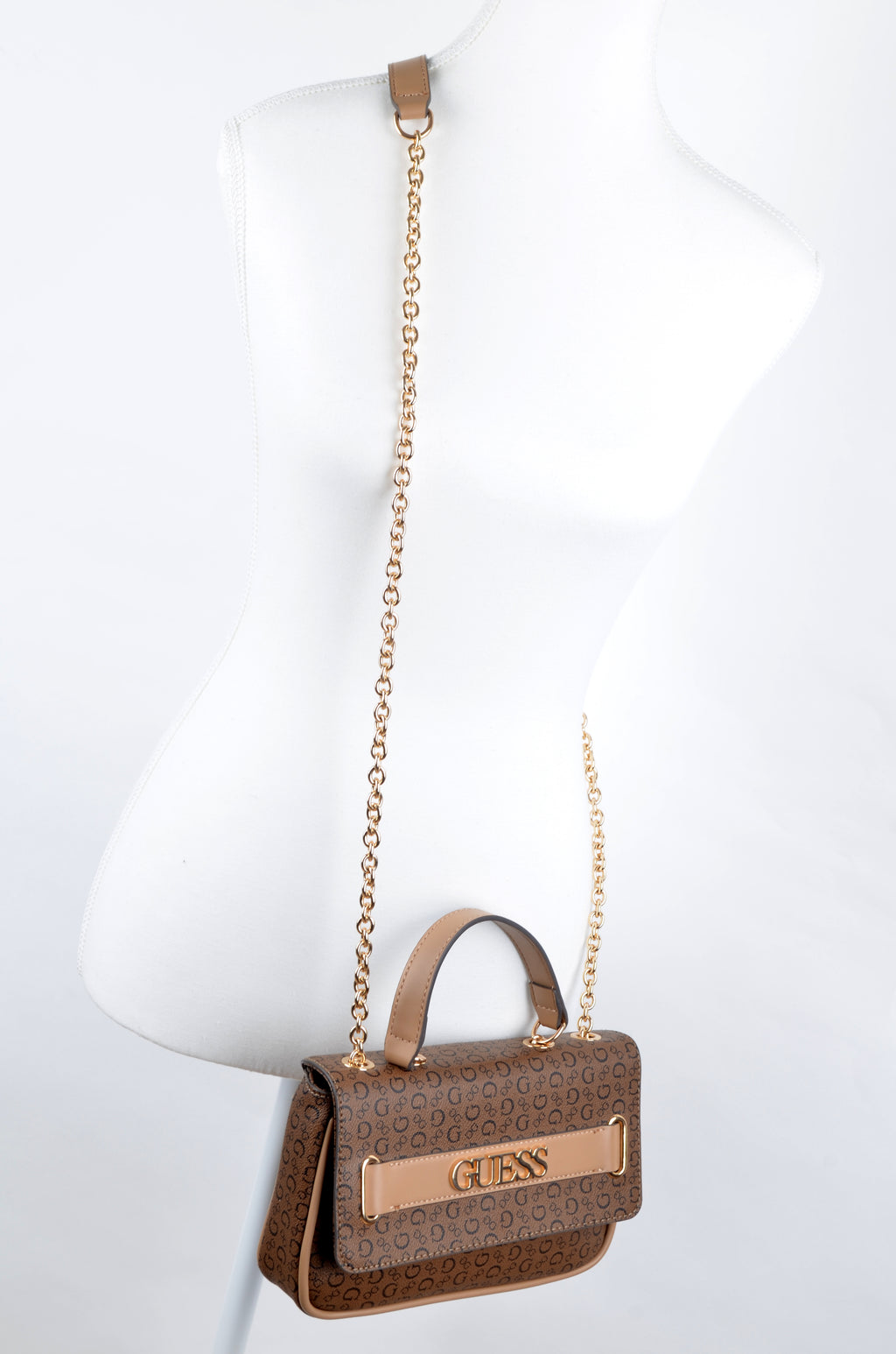 Mini Crossbody Guess Café con Cadena