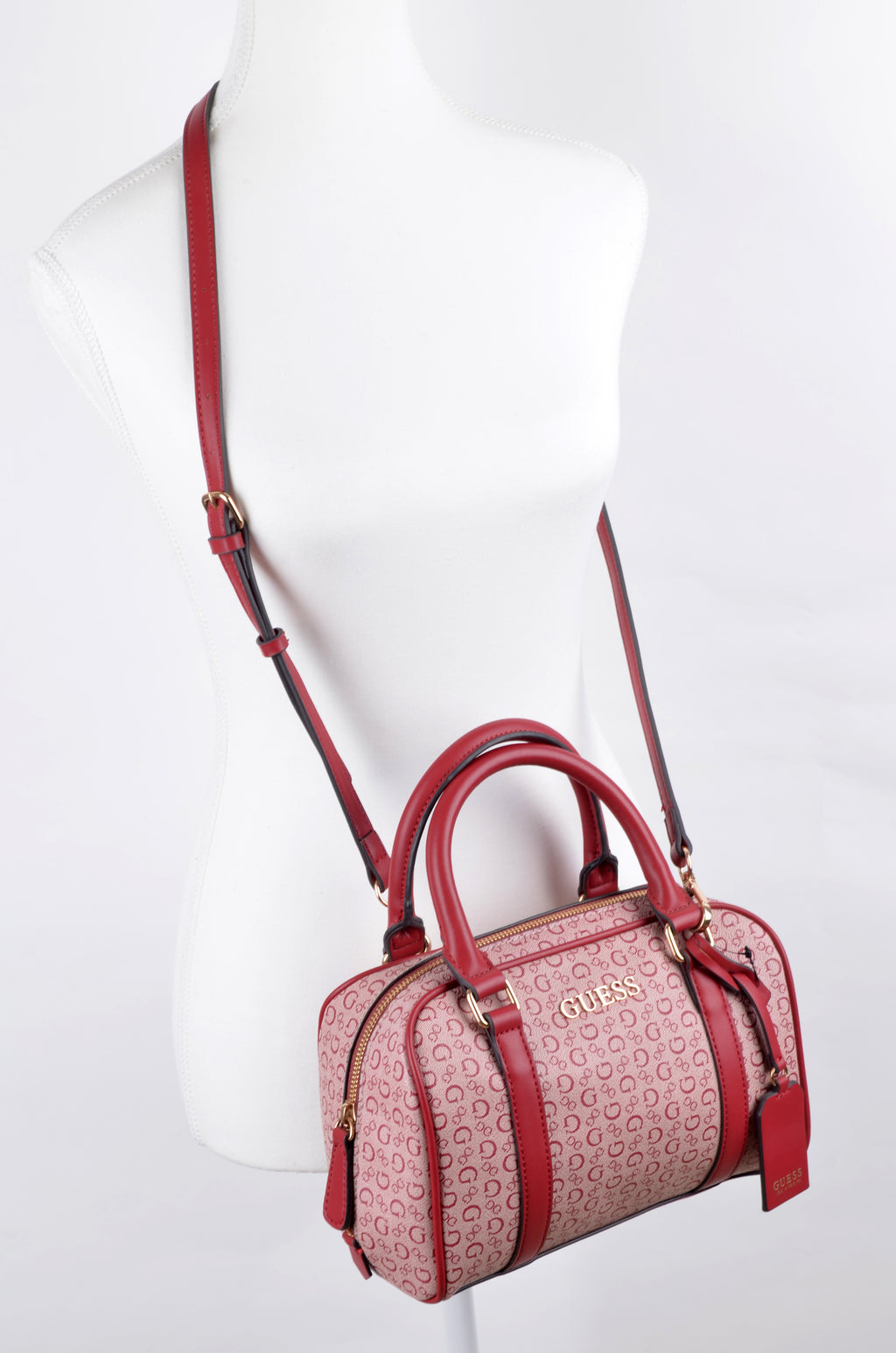 Bolsa Guess Satchel Rosa y Roja Monograma