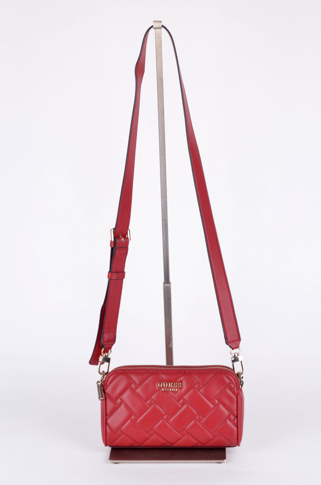 Crossbody Guess Roja Acolchada de Doble Compartimento