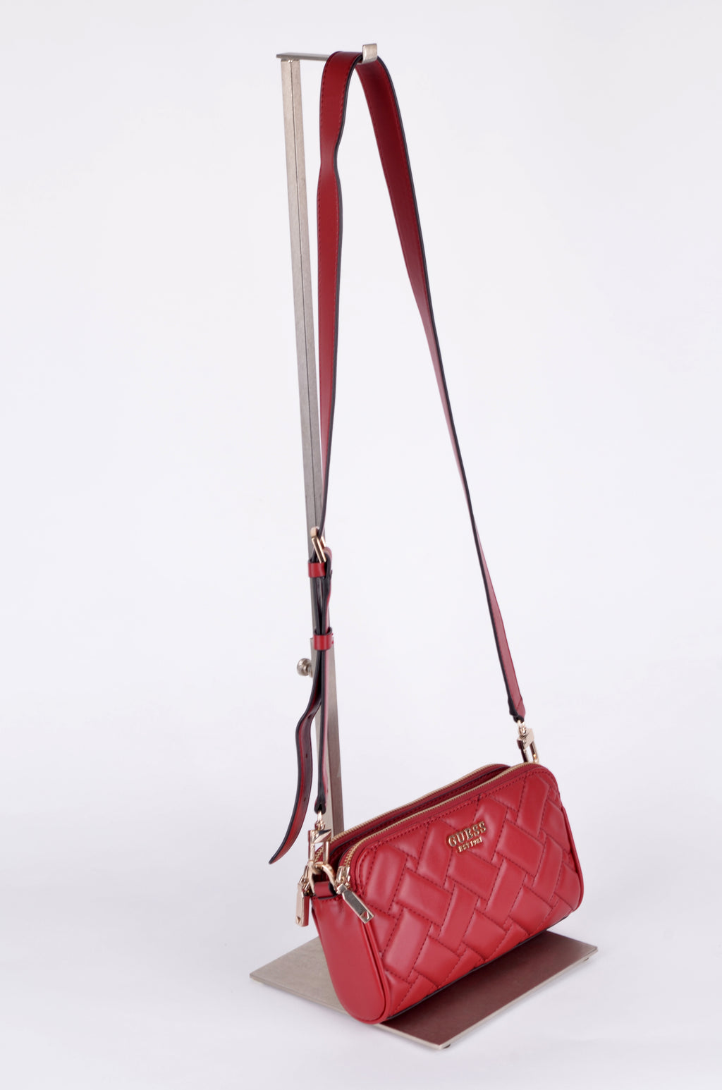 Crossbody Guess Roja Acolchada de Doble Compartimento