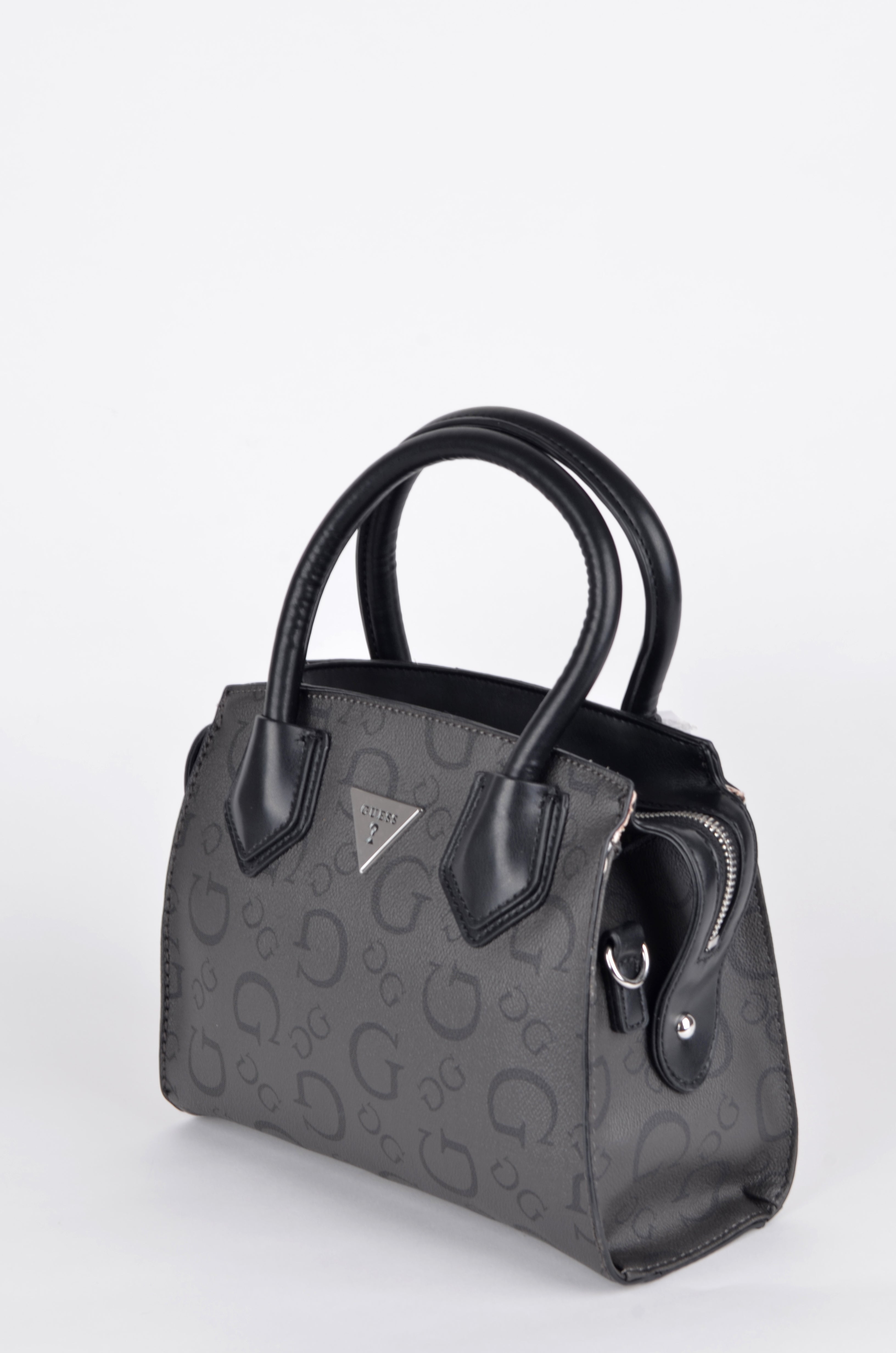 Bolsa Guess Satchel Negra Monograma