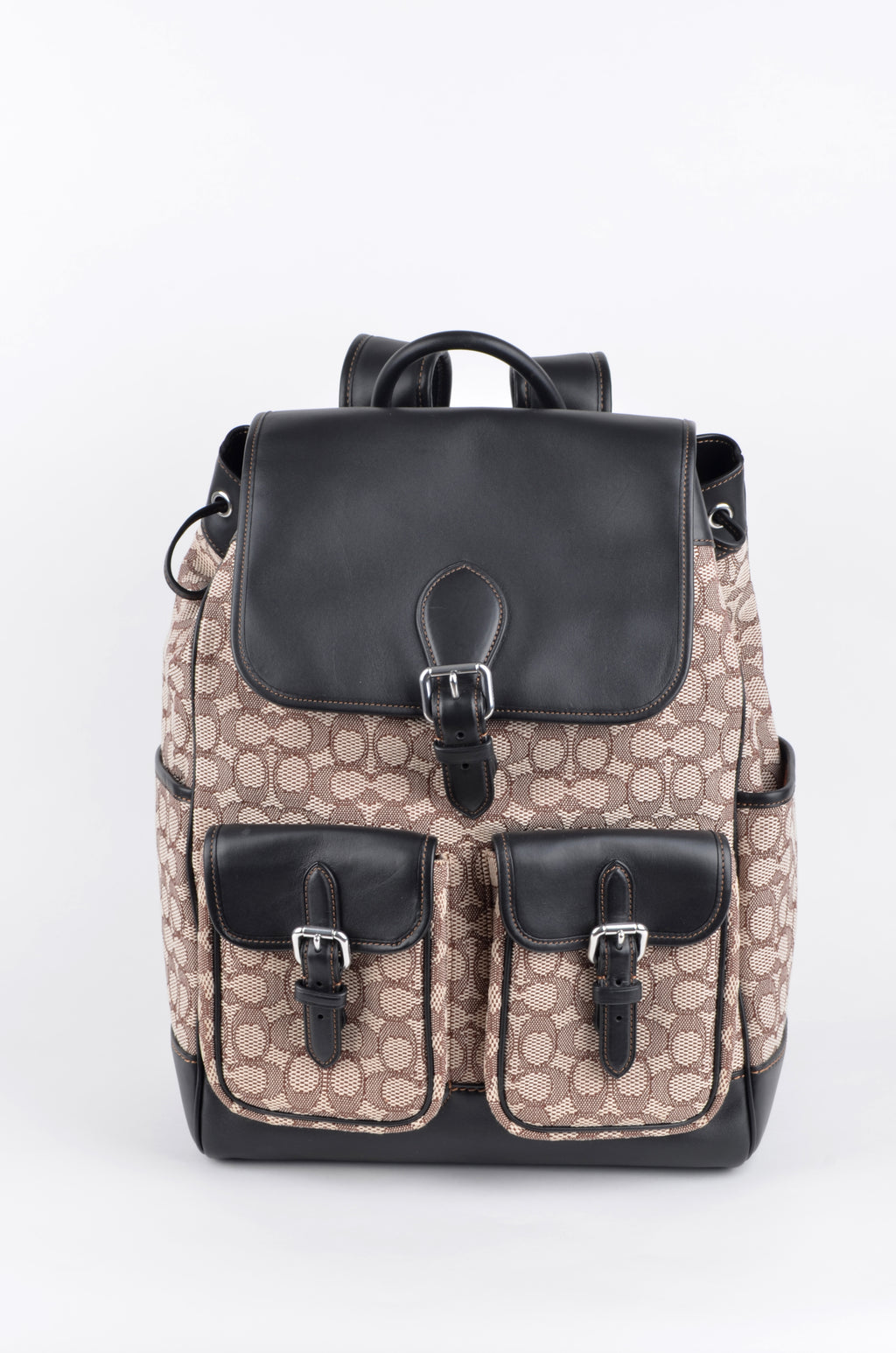 Mochila Coach Signature Café con Detalles Negros