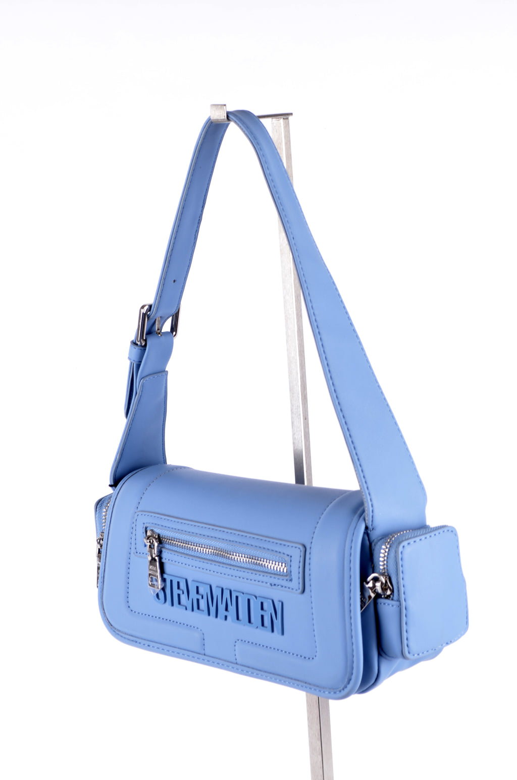 Crossbody Steve Madden Azul con Bolsillo Frontal y Pouch Lateral