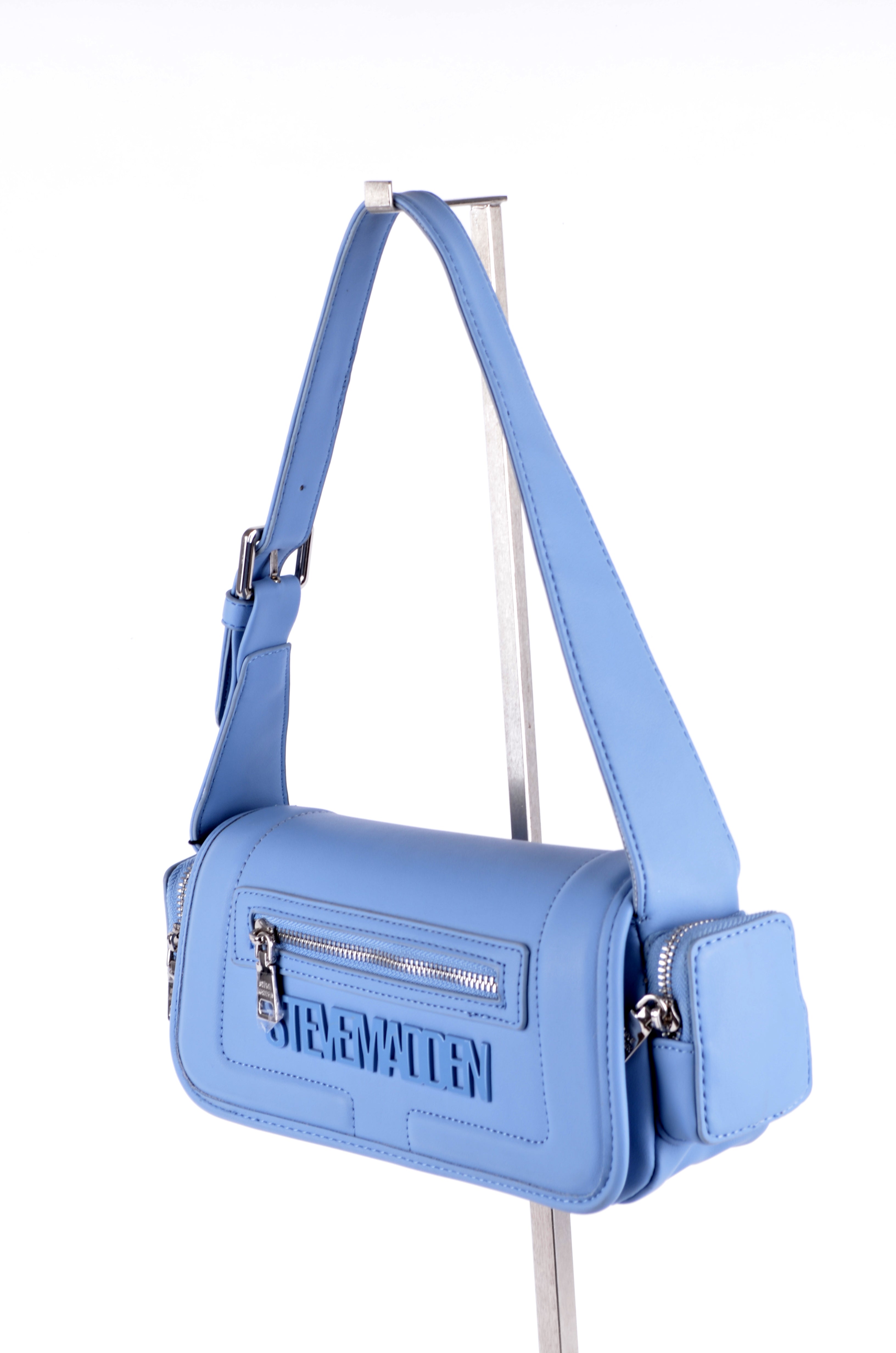 Crossbody Steve Madden Azul con Bolsillo Frontal y Pouch Lateral