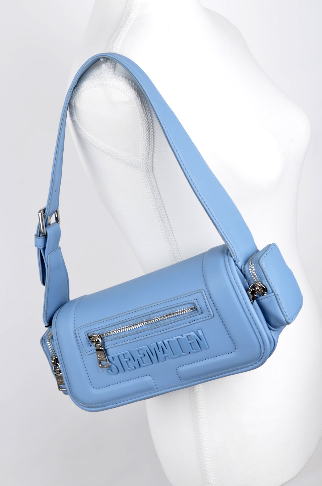 Crossbody Steve Madden Azul con Bolsillo Frontal y Pouch Lateral