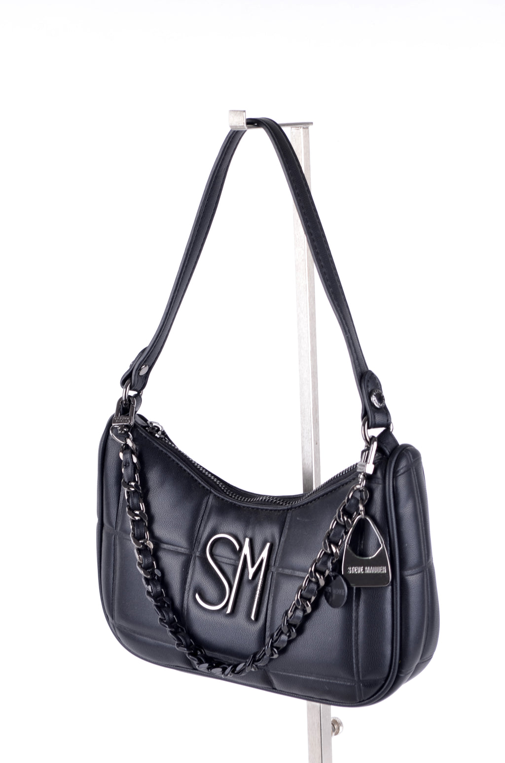 Bolsa Steve Madden de Hombro Negra con Cadena y Candado