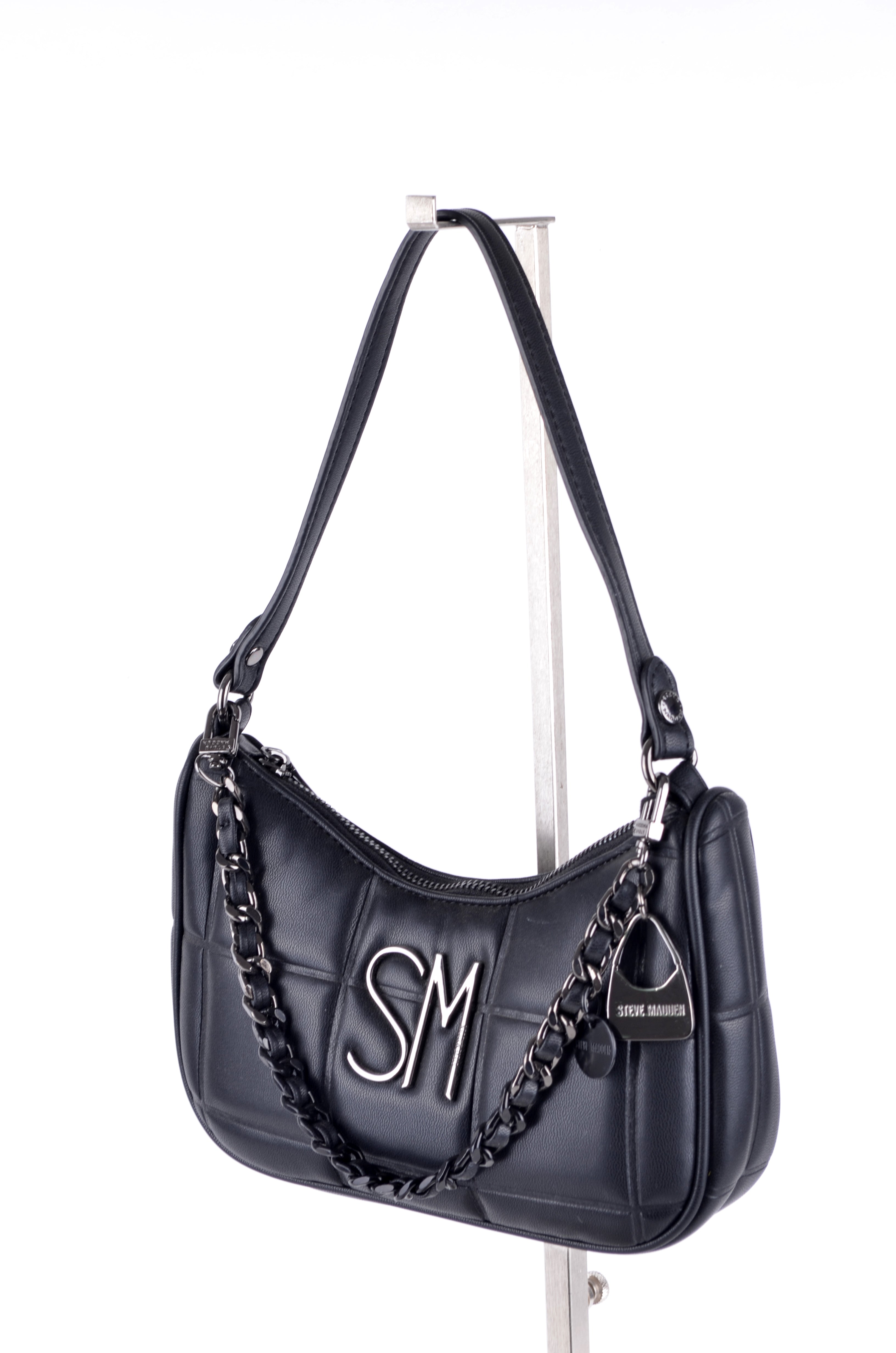 Bolsa Steve Madden de Hombro Negra con Cadena y Candado