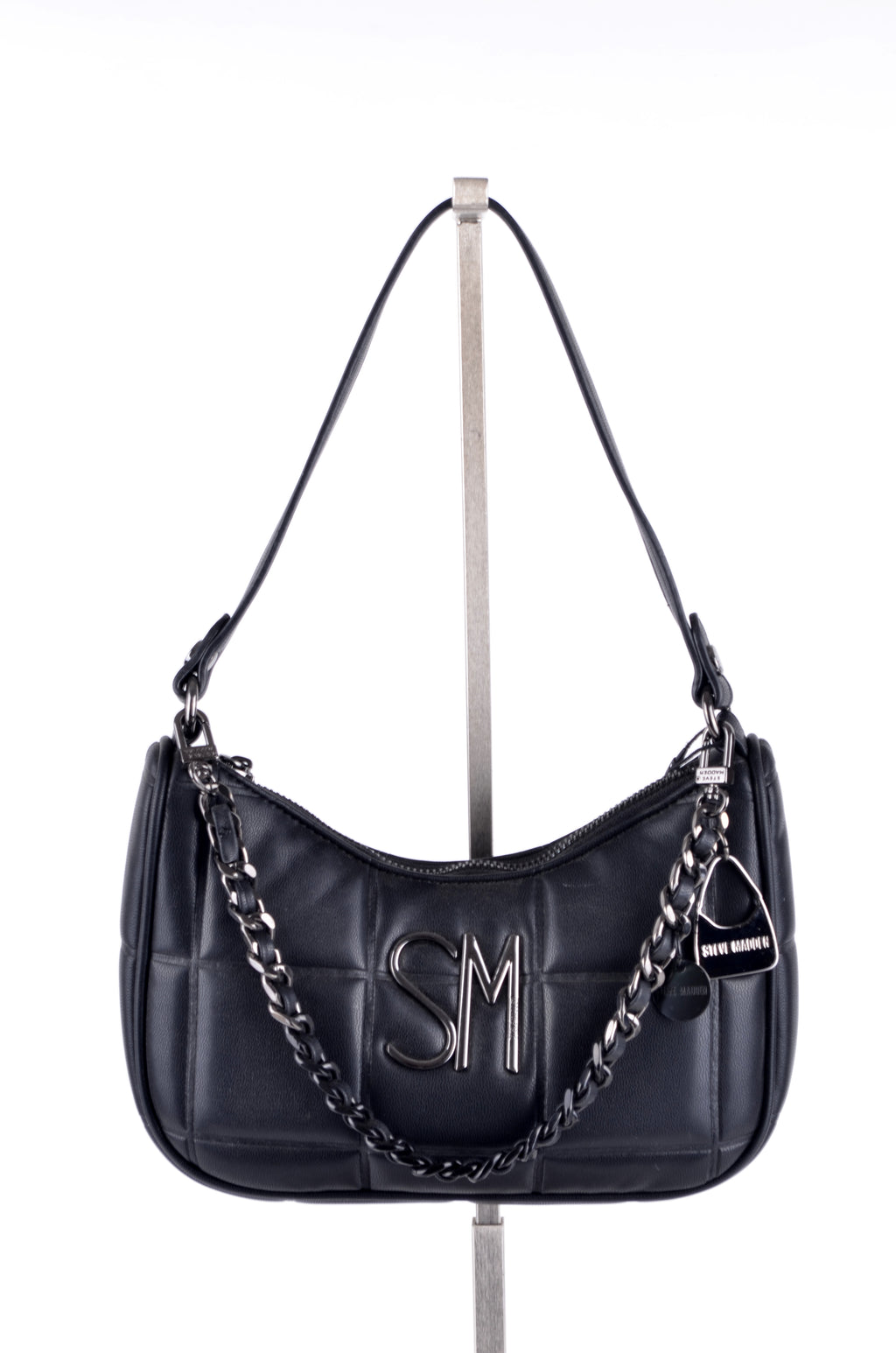 Bolsa Steve Madden de Hombro Negra con Cadena y Candado