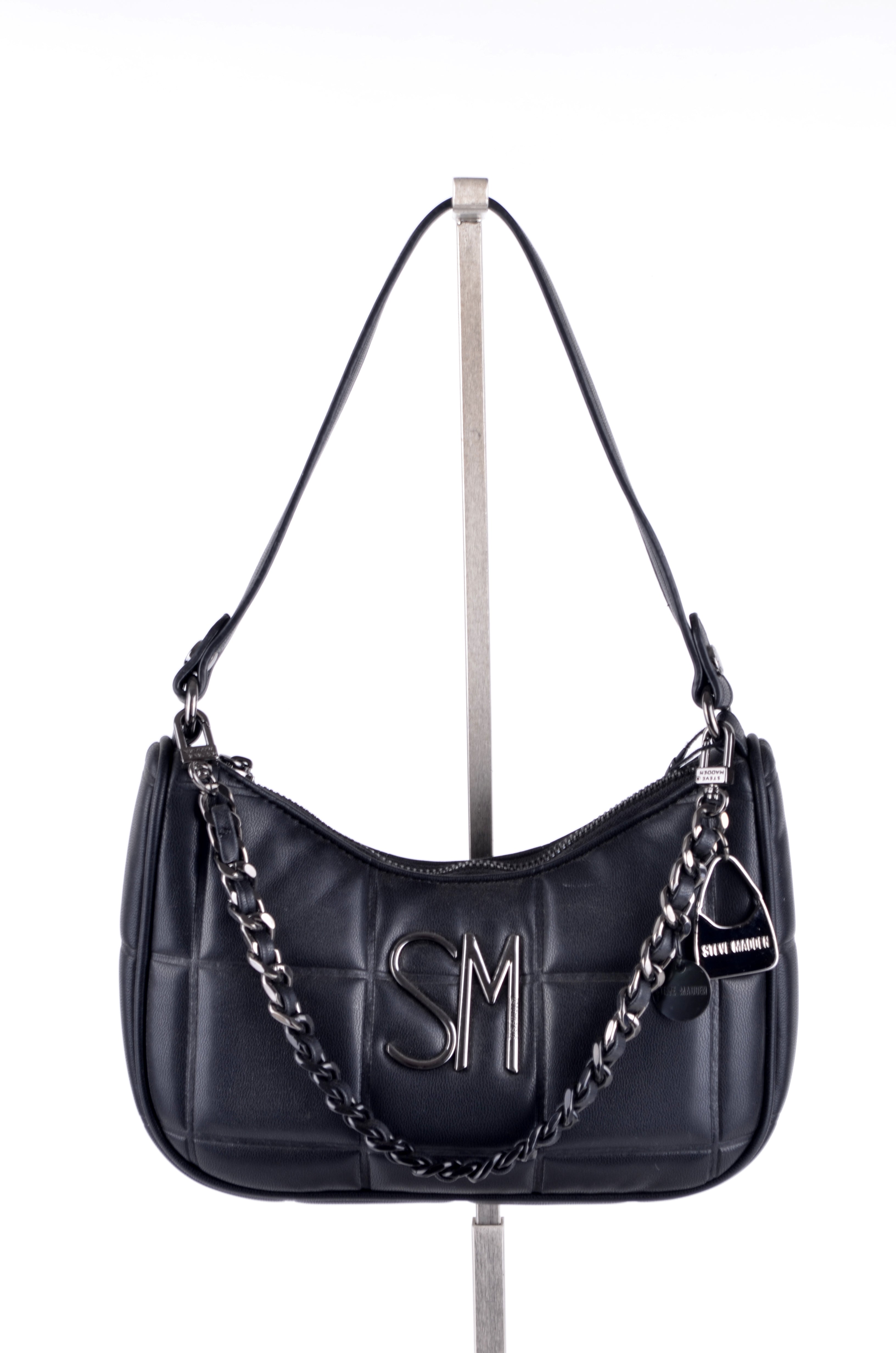Bolsa Steve Madden de Hombro Negra con Cadena y Candado