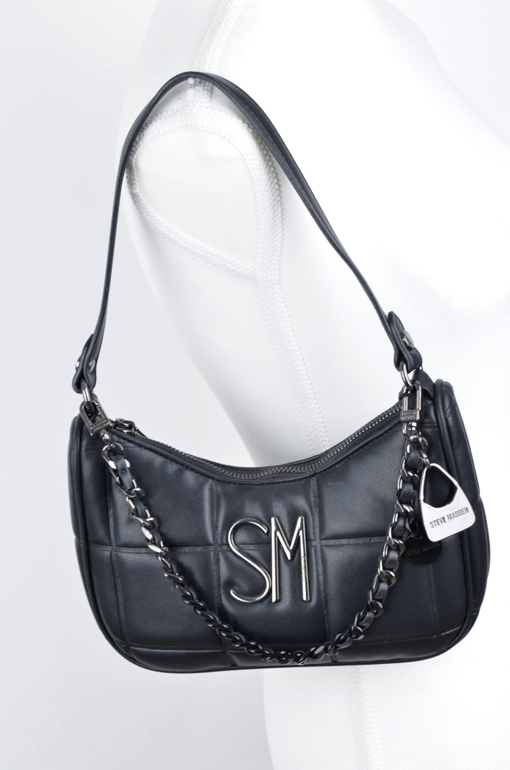 Bolsa Steve Madden de Hombro Negra con Cadena y Candado