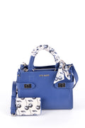 Bolsa Steve Madden Satchel Azul con Pañuelo y Pouch crossbody