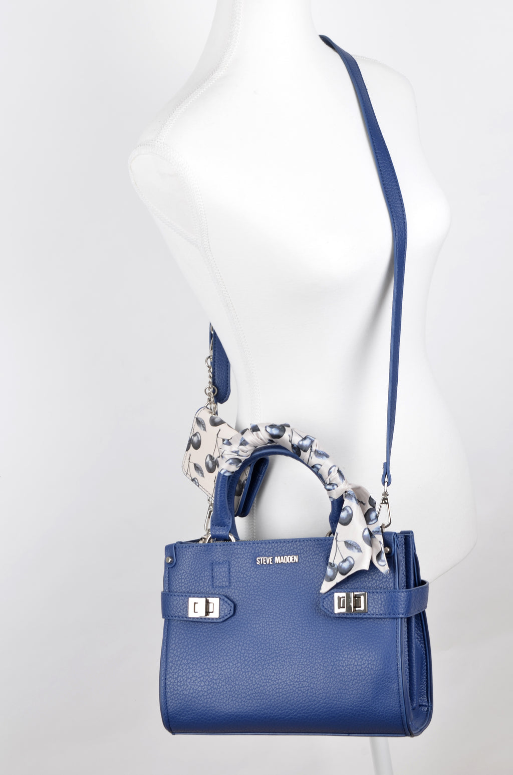 Bolsa Steve Madden Satchel Azul con Pañuelo y Pouch crossbody