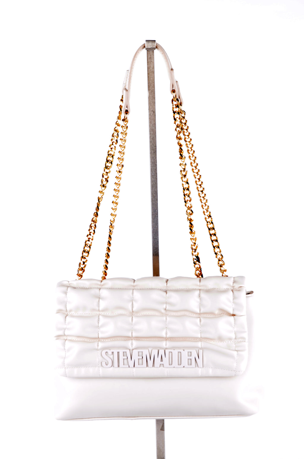 Bolsa Steve Madden Convertible Marfil Acolchada con Cadena