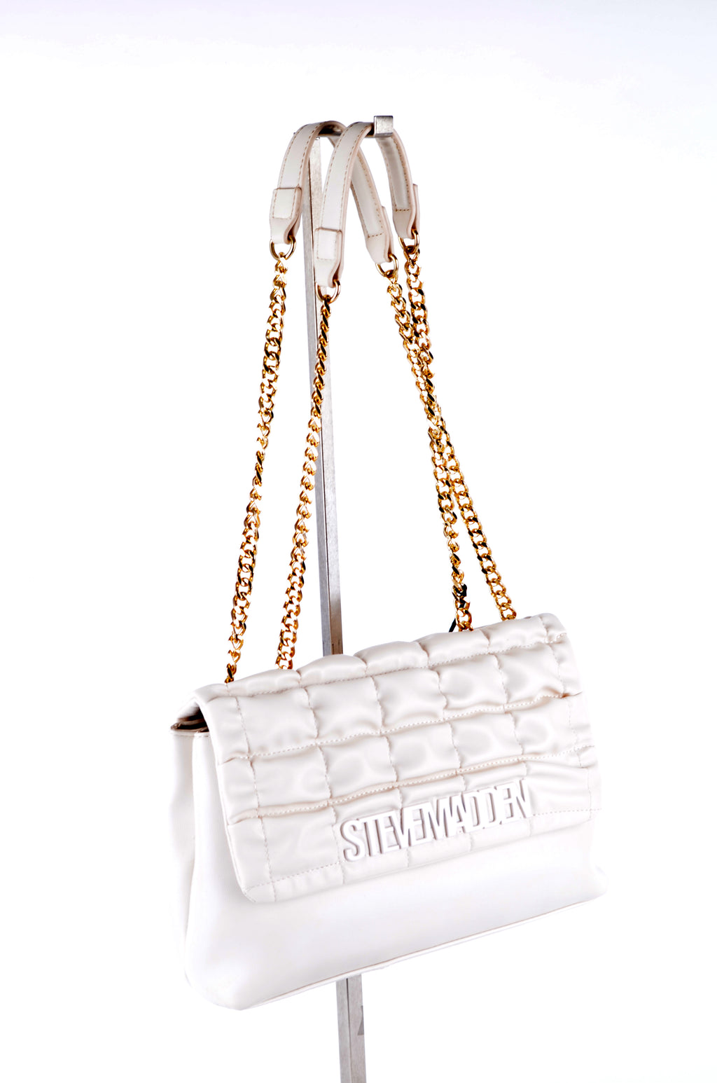 Bolsa Steve Madden Convertible Marfil Acolchada con Cadena