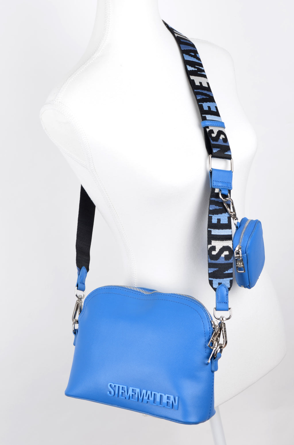 Crossbody Steve Madden Azul con Correa Logo y Pouch