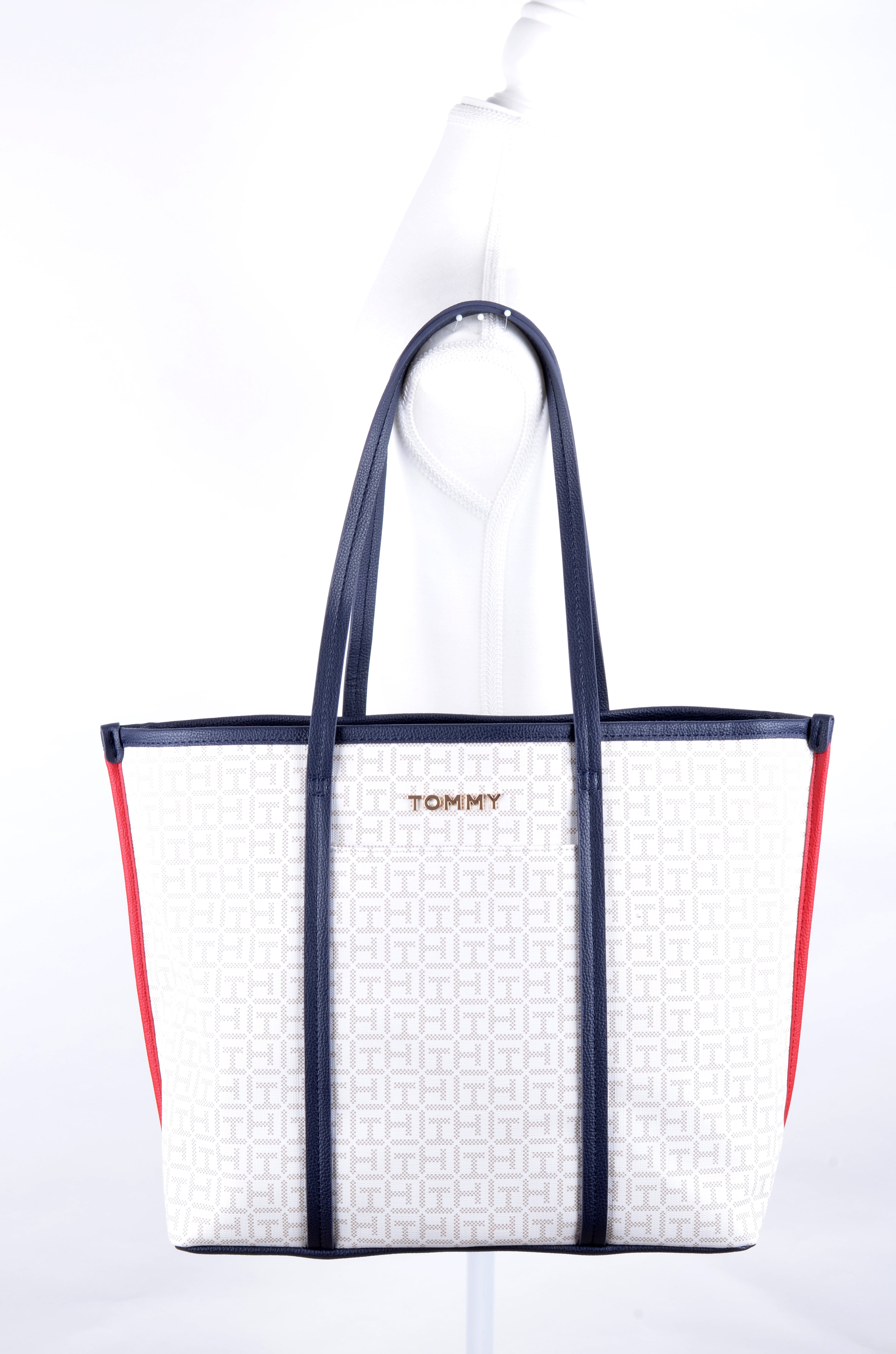Tote Tommy Hilfiger Blanca Monograma Tricolor