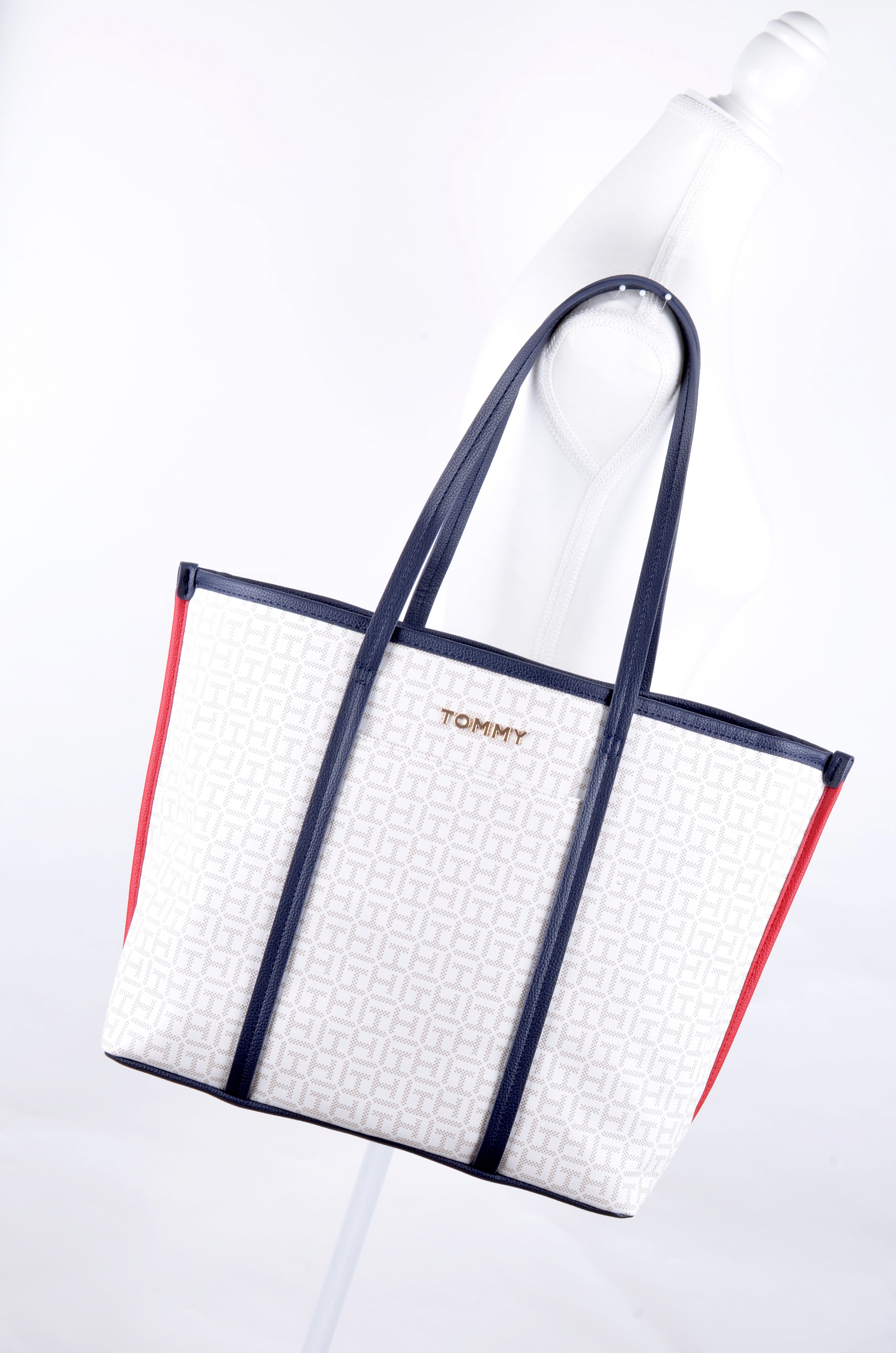 Tote Tommy Hilfiger Blanca Monograma Tricolor
