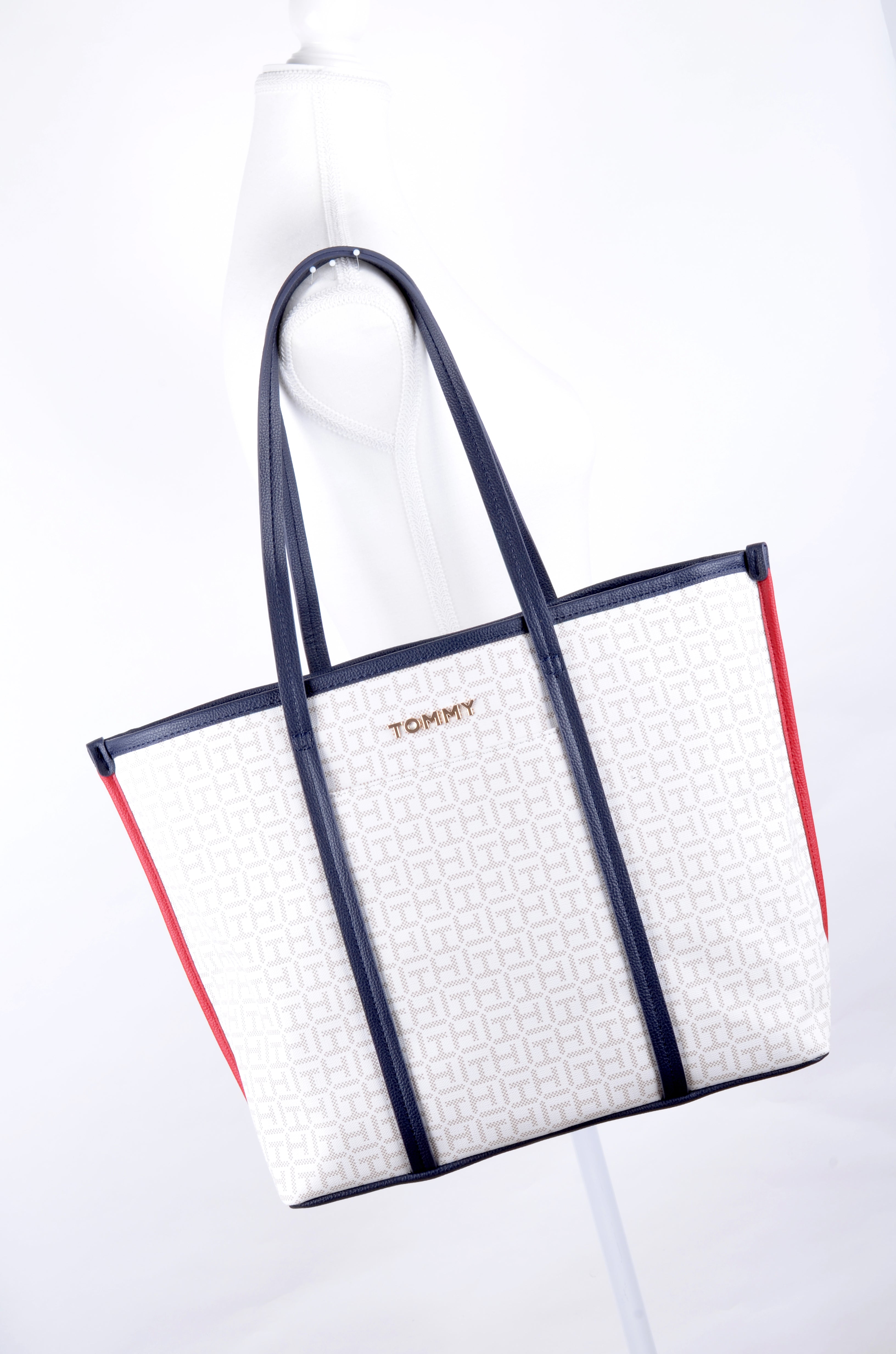 Tote Tommy Hilfiger Blanca Monograma Tricolor