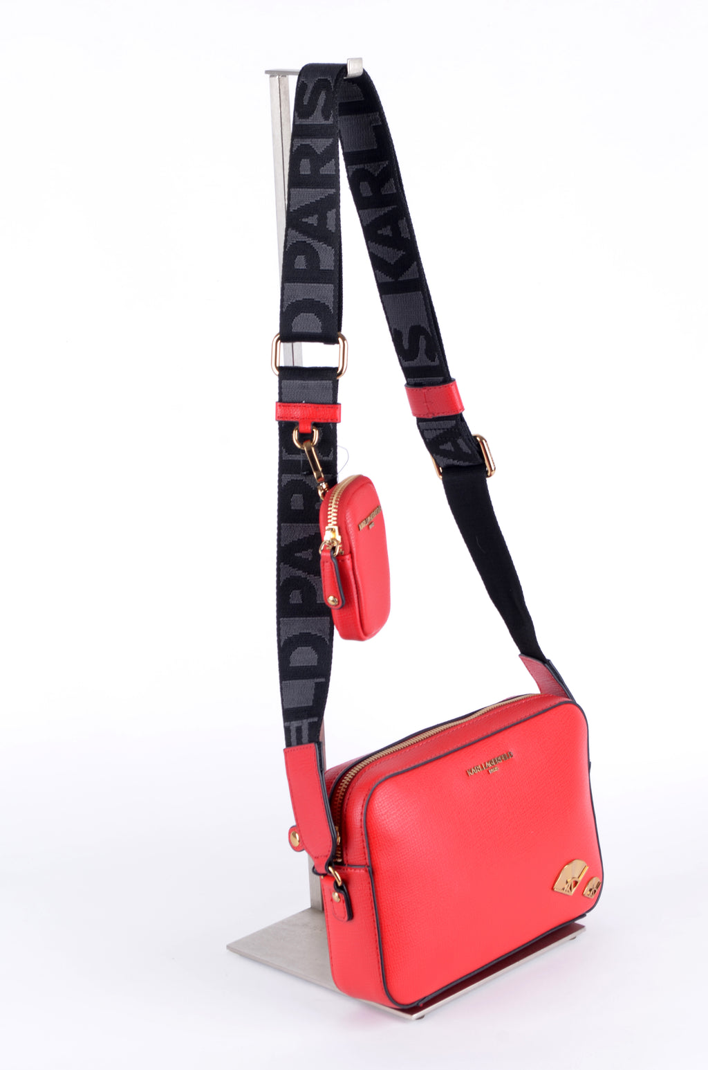 Crossbody Karl Lagerfeld Roja con Correa Logo y Monedero