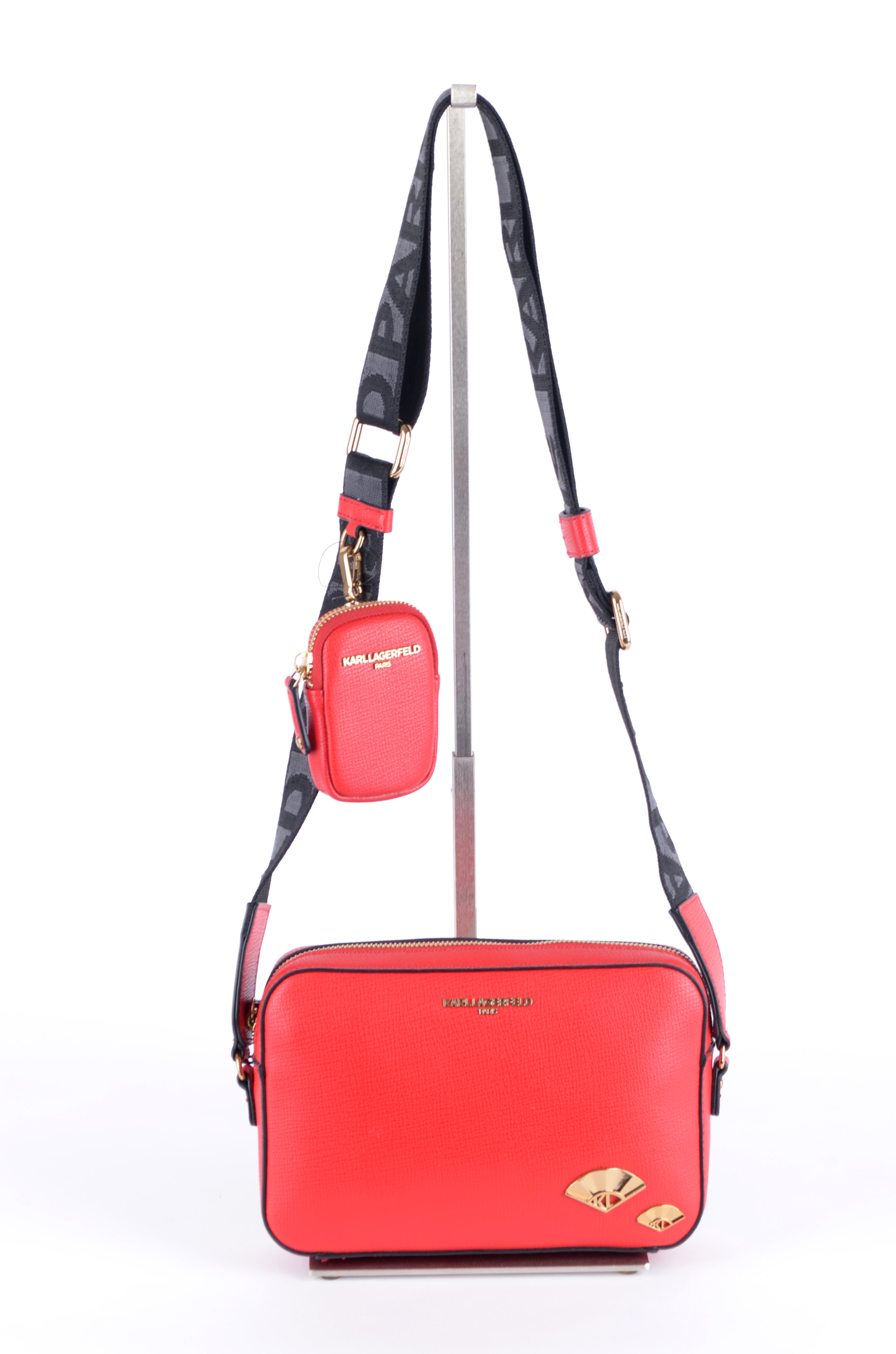Crossbody Karl Lagerfeld Roja con Correa Logo y Monedero