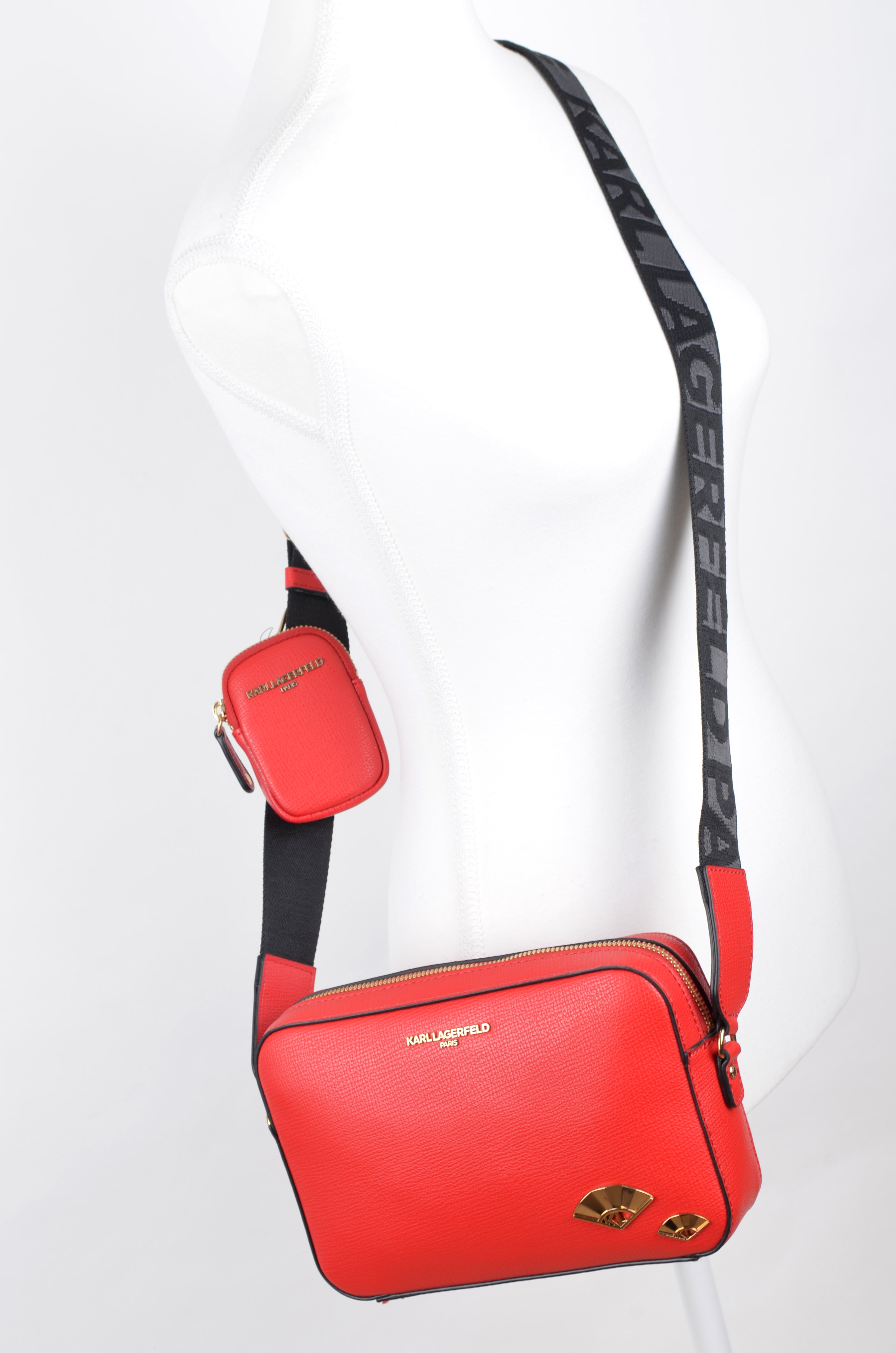 Crossbody Karl Lagerfeld Roja con Correa Logo y Monedero