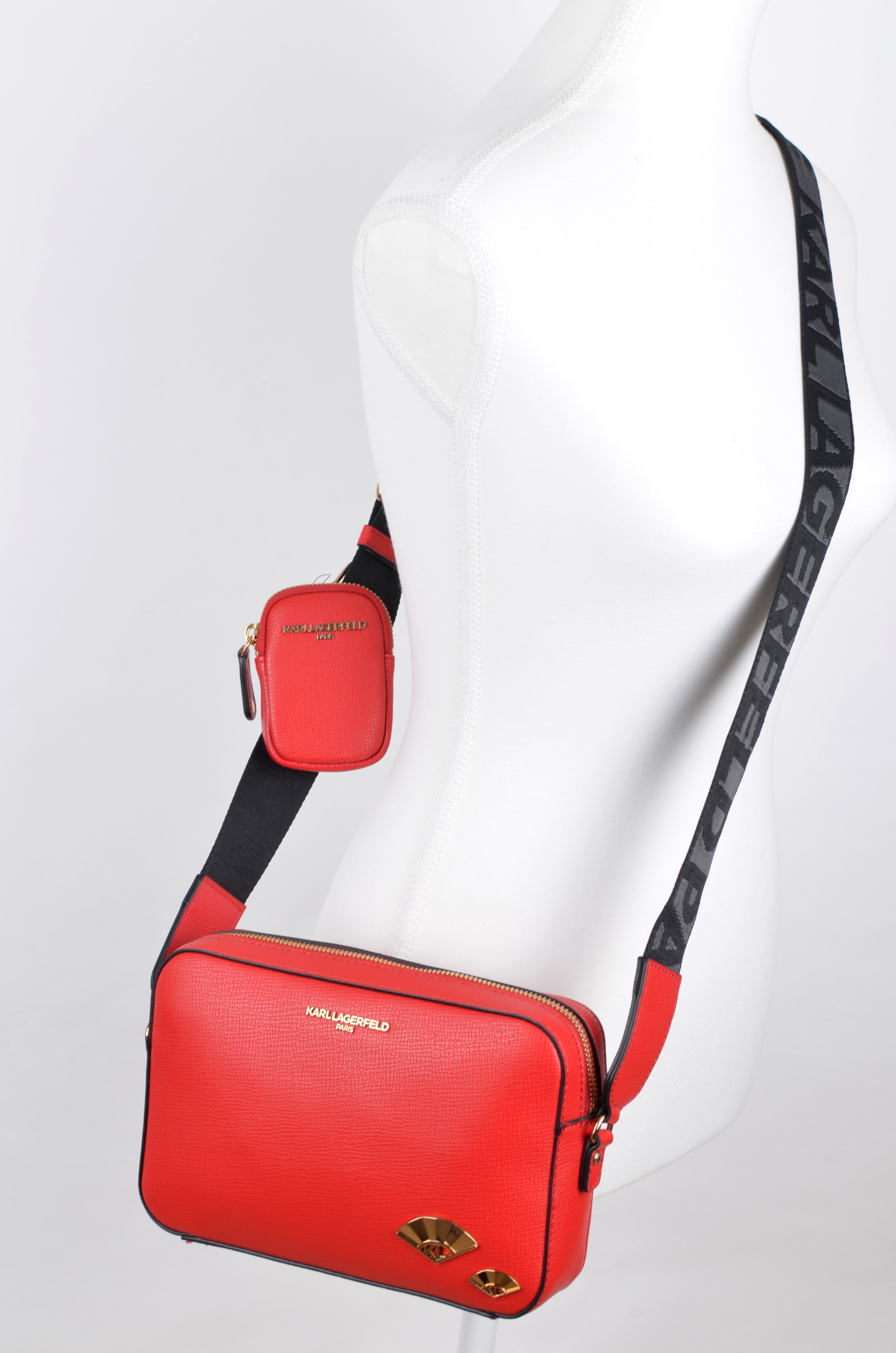 Crossbody Karl Lagerfeld Roja con Correa Logo y Monedero