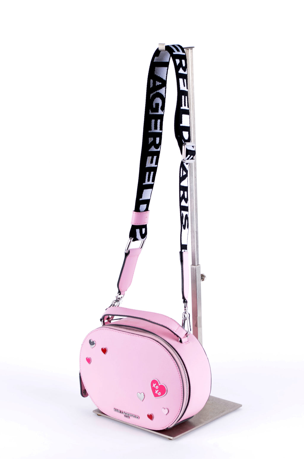 Crossbody Karl Lagerfeld Redonda Rosa con Parches Ikonik