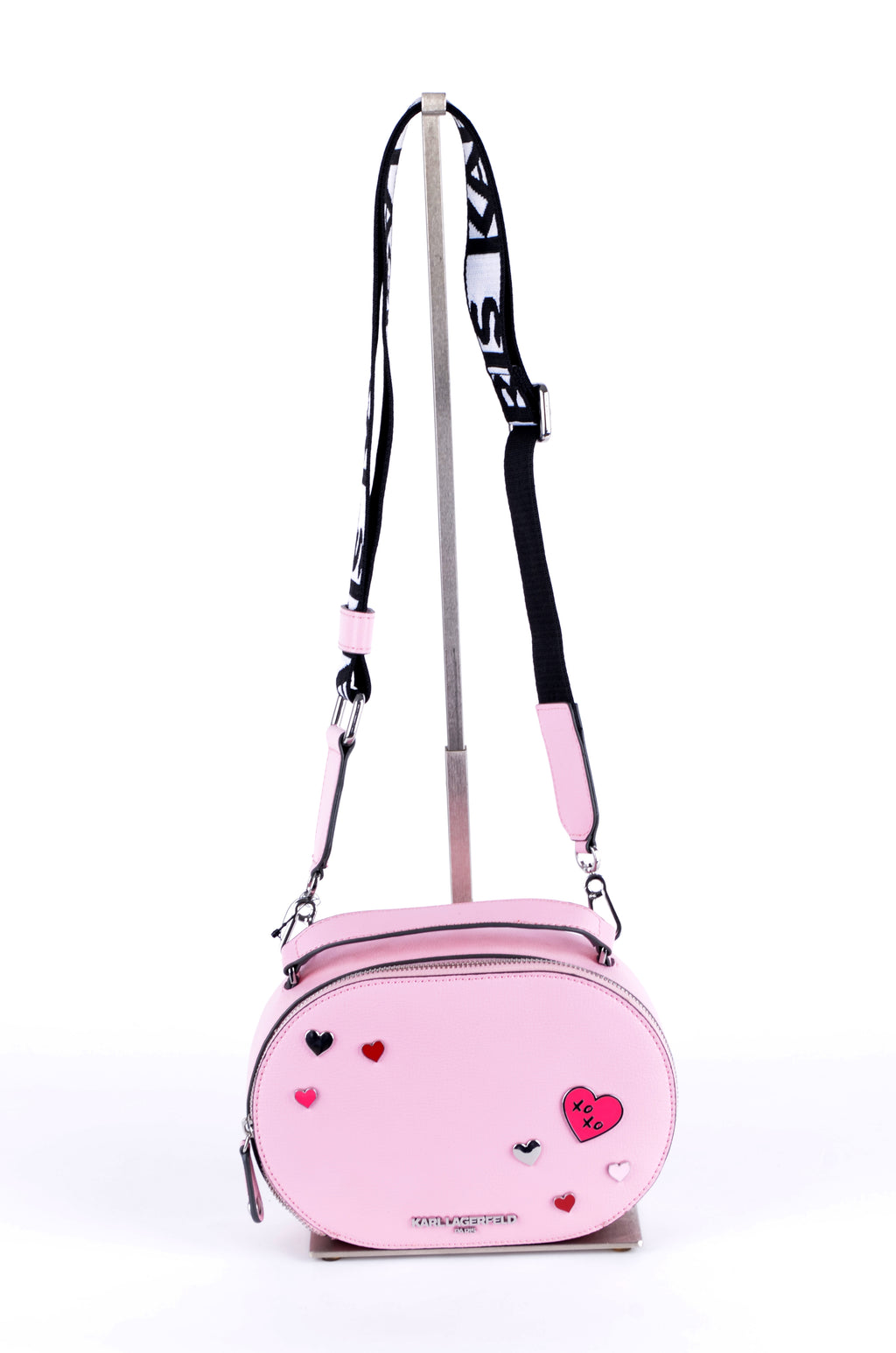 Crossbody Karl Lagerfeld Redonda Rosa con Parches Ikonik