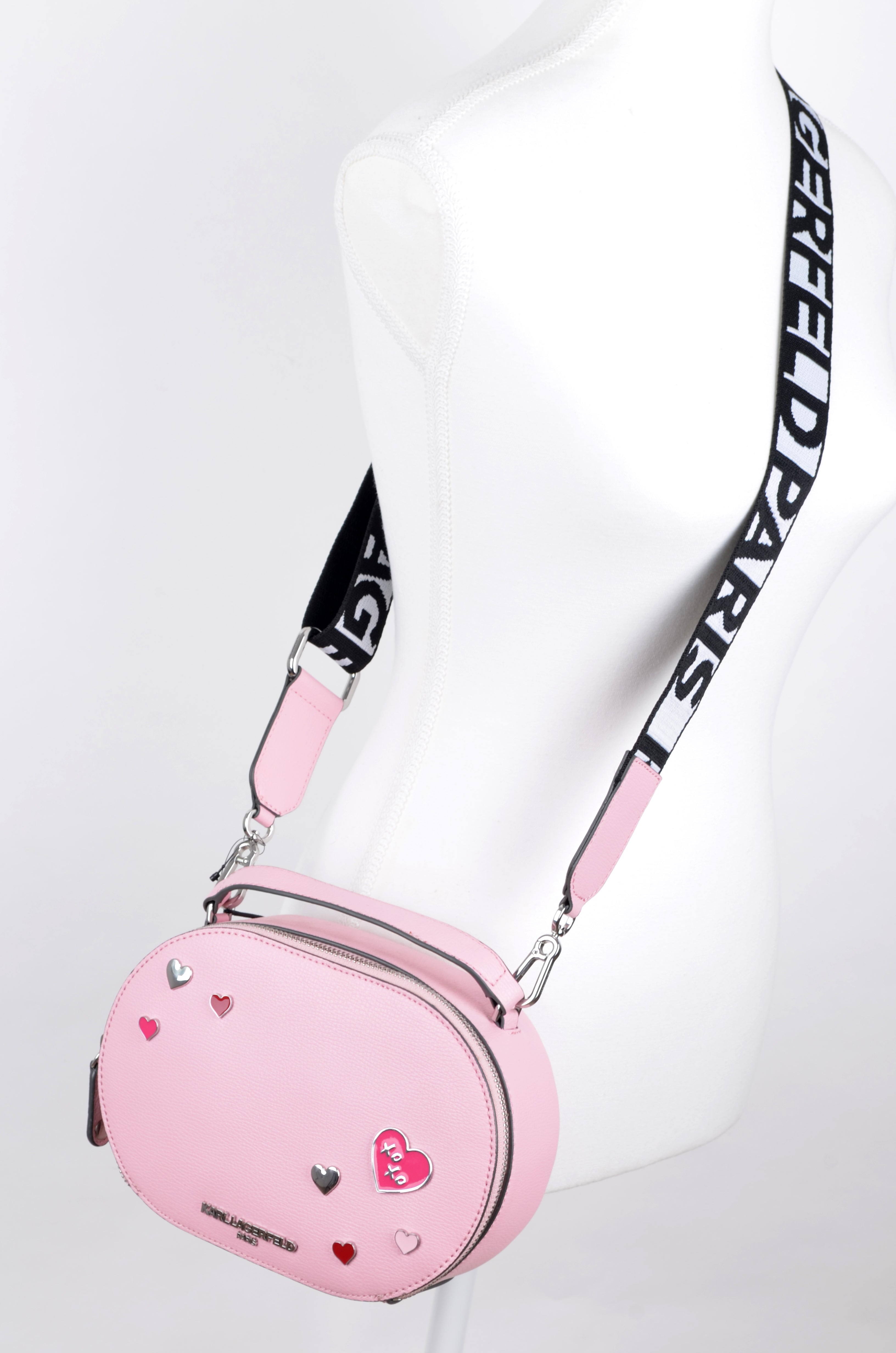 Crossbody Karl Lagerfeld Redonda Rosa con Parches Ikonik