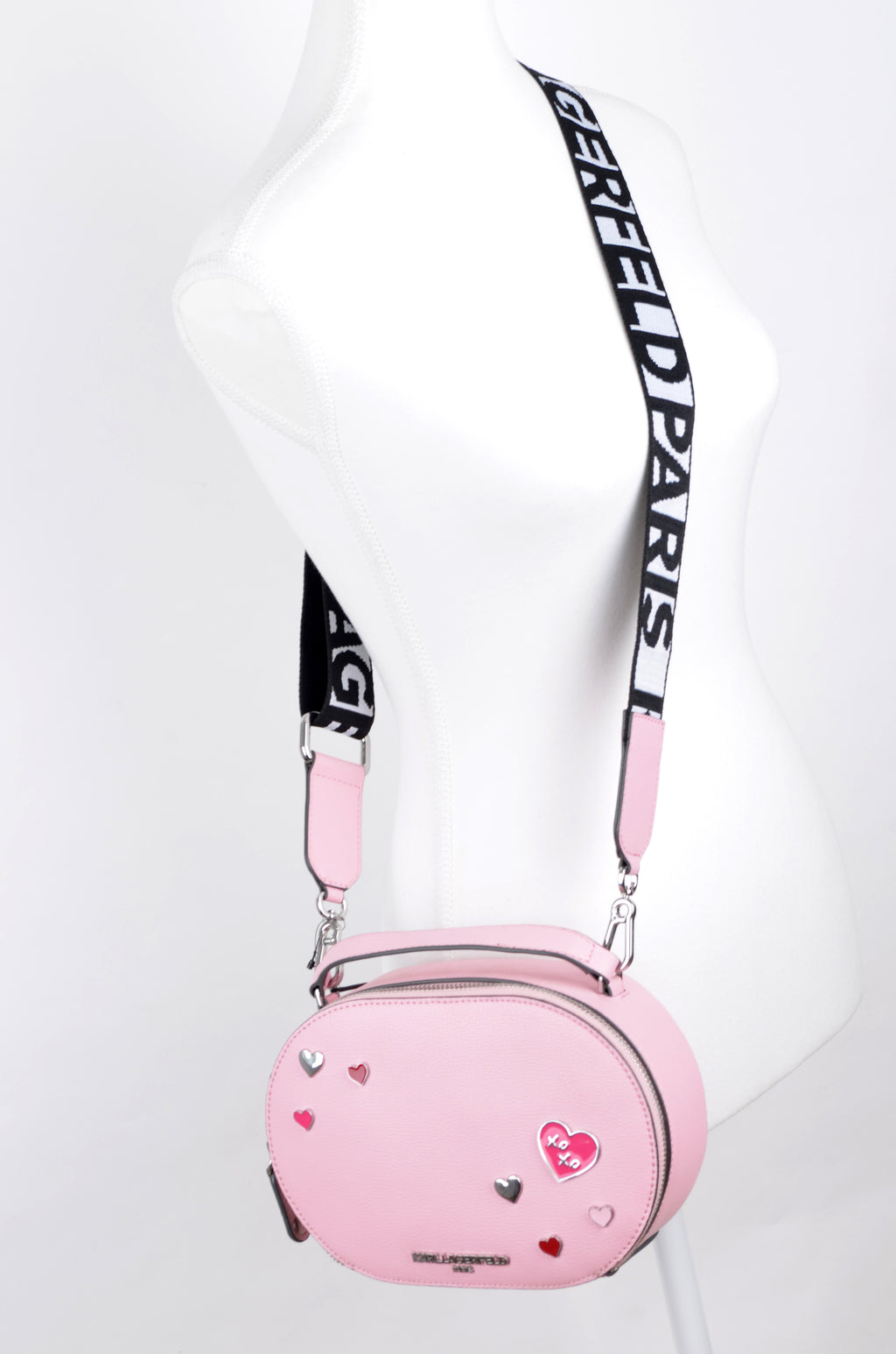 Crossbody Karl Lagerfeld Redonda Rosa con Parches Ikonik