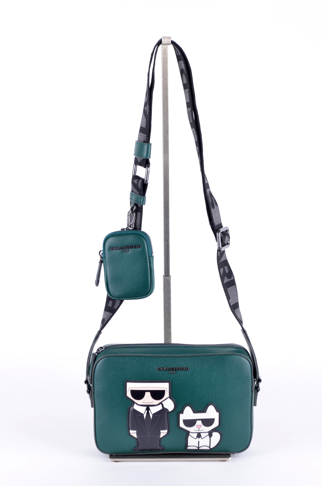 Crossbody Karl Lagerfeld Verde con Parches Ikonik y Pouch