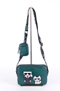 Crossbody Karl Lagerfeld Verde con Parches Ikonik y Pouch