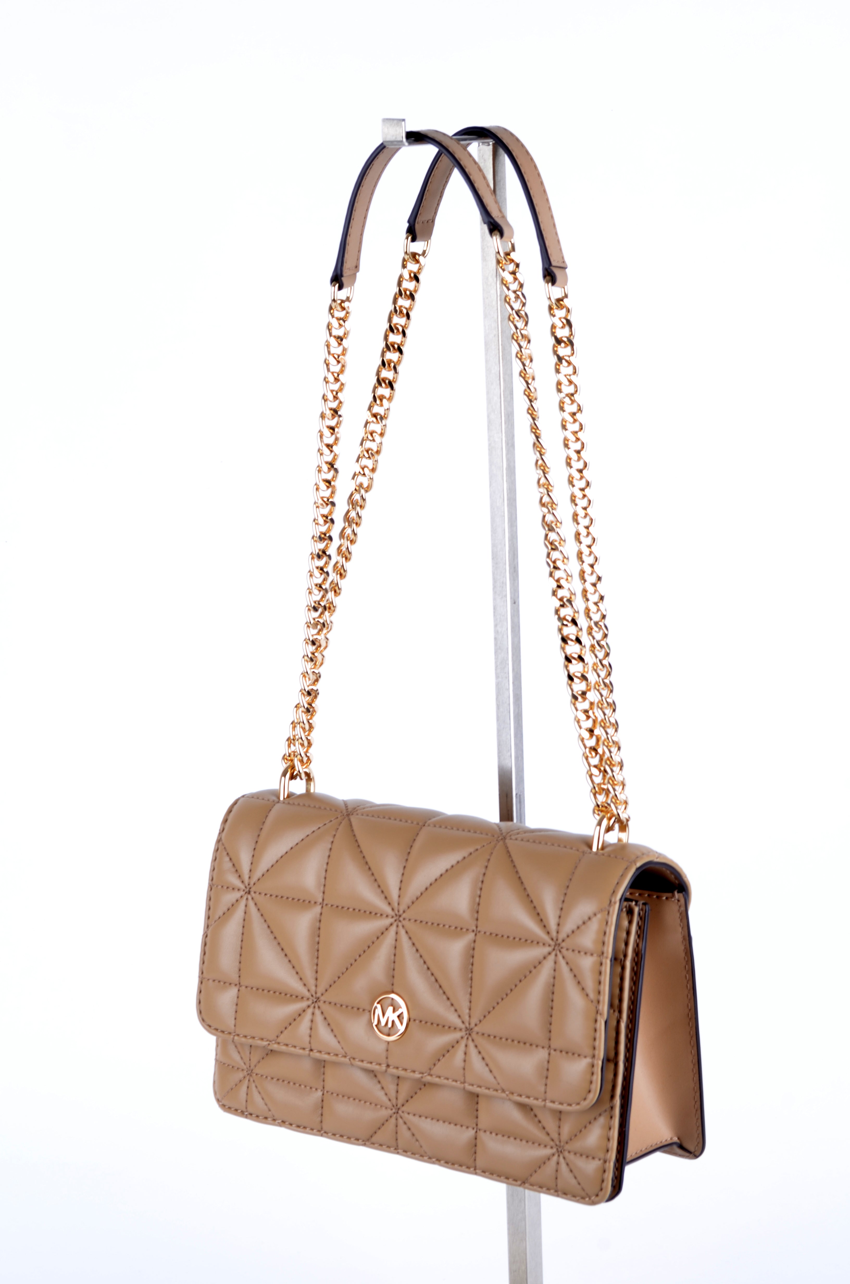 Bolsa Michael Kors de Hombro Camel Acolchada con Cadena
