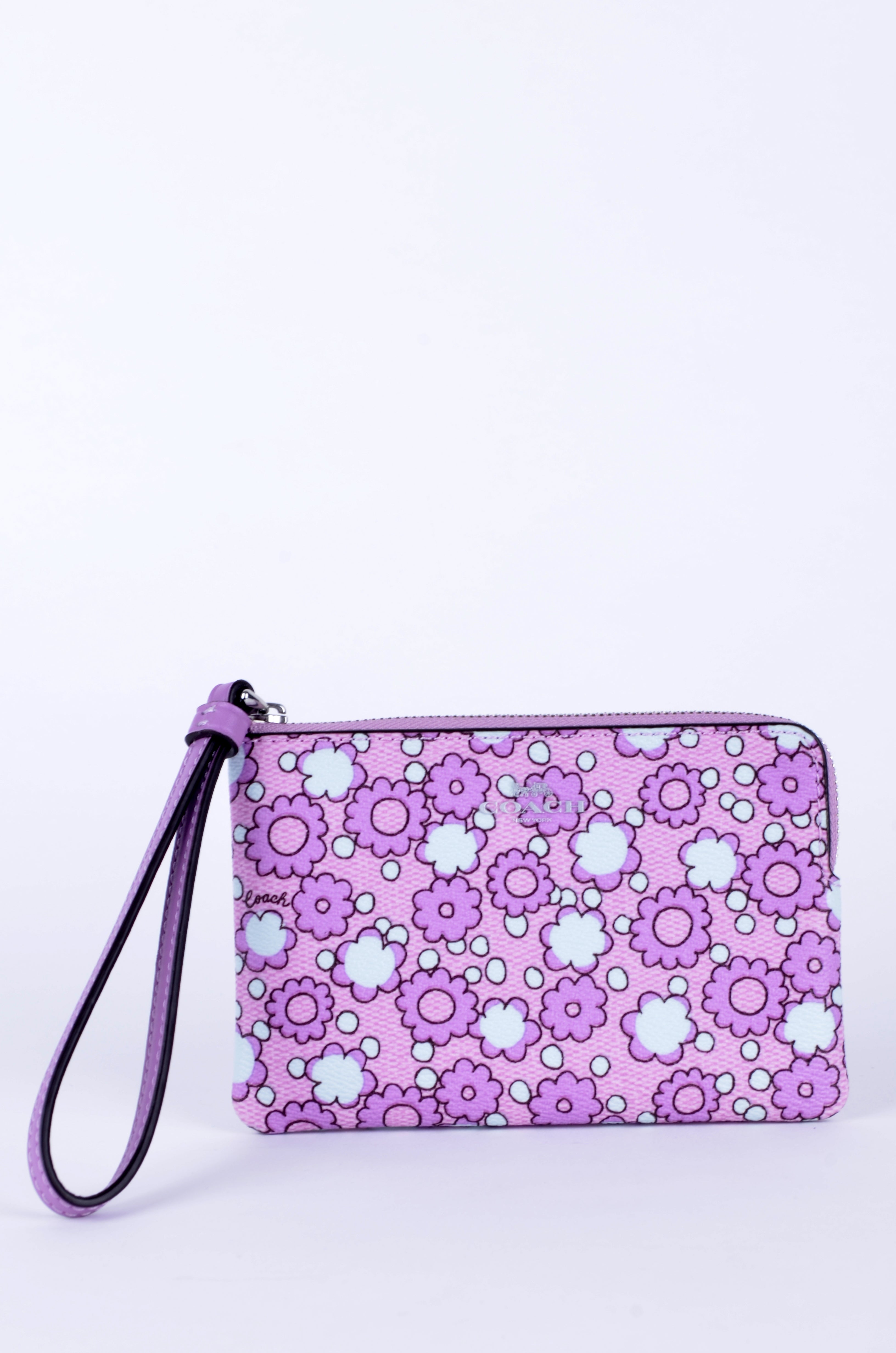 Muñequera Coach Morada con Estampado Floral