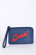 Muñequera Coach Azul con Logotipo Rojo