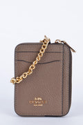 Tarjetero Coach Taupe con Cadena