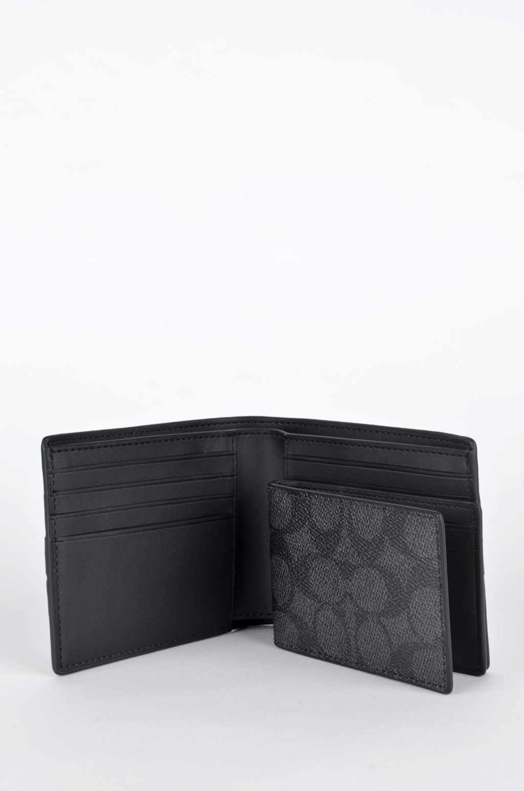 Cartera Coach Signature Negra con Franjas Azules