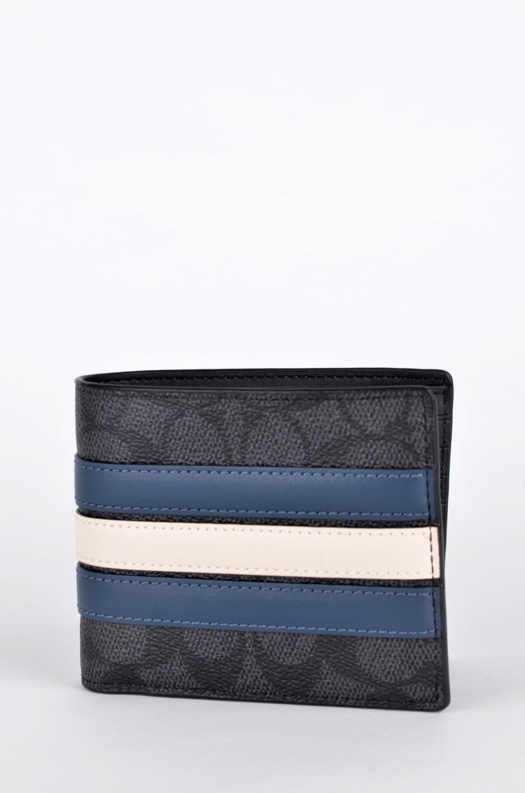 Cartera Coach Signature Negra con Franjas Azules