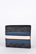 Cartera Coach Signature Negra con Franjas Azules