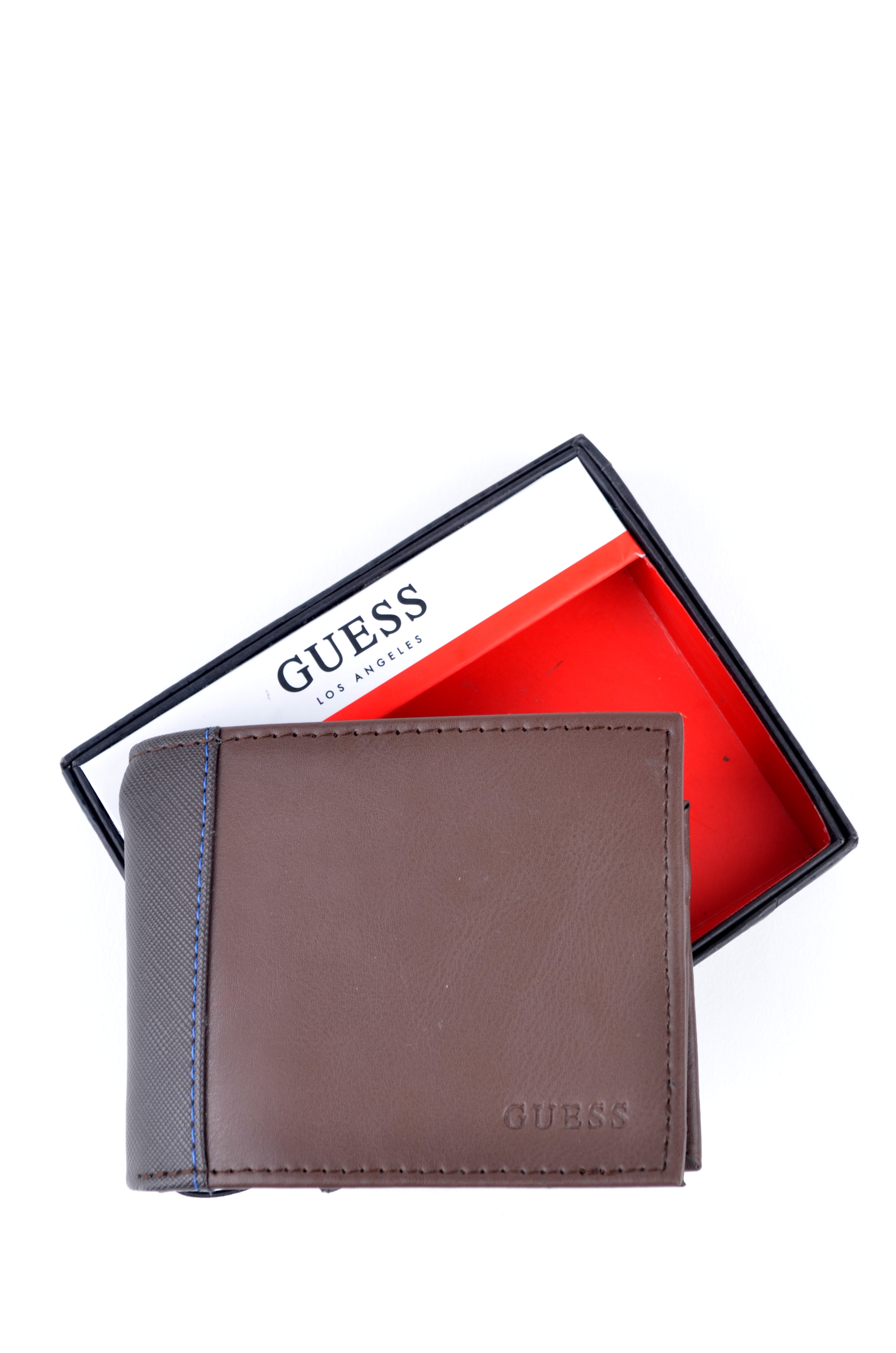 Cartera Guess Café con Costura Azul