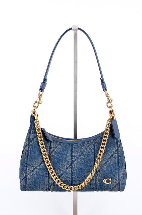 Bolsa de Hombro Coach en Mezclilla Acolchada – Estilo Cary / Baguette