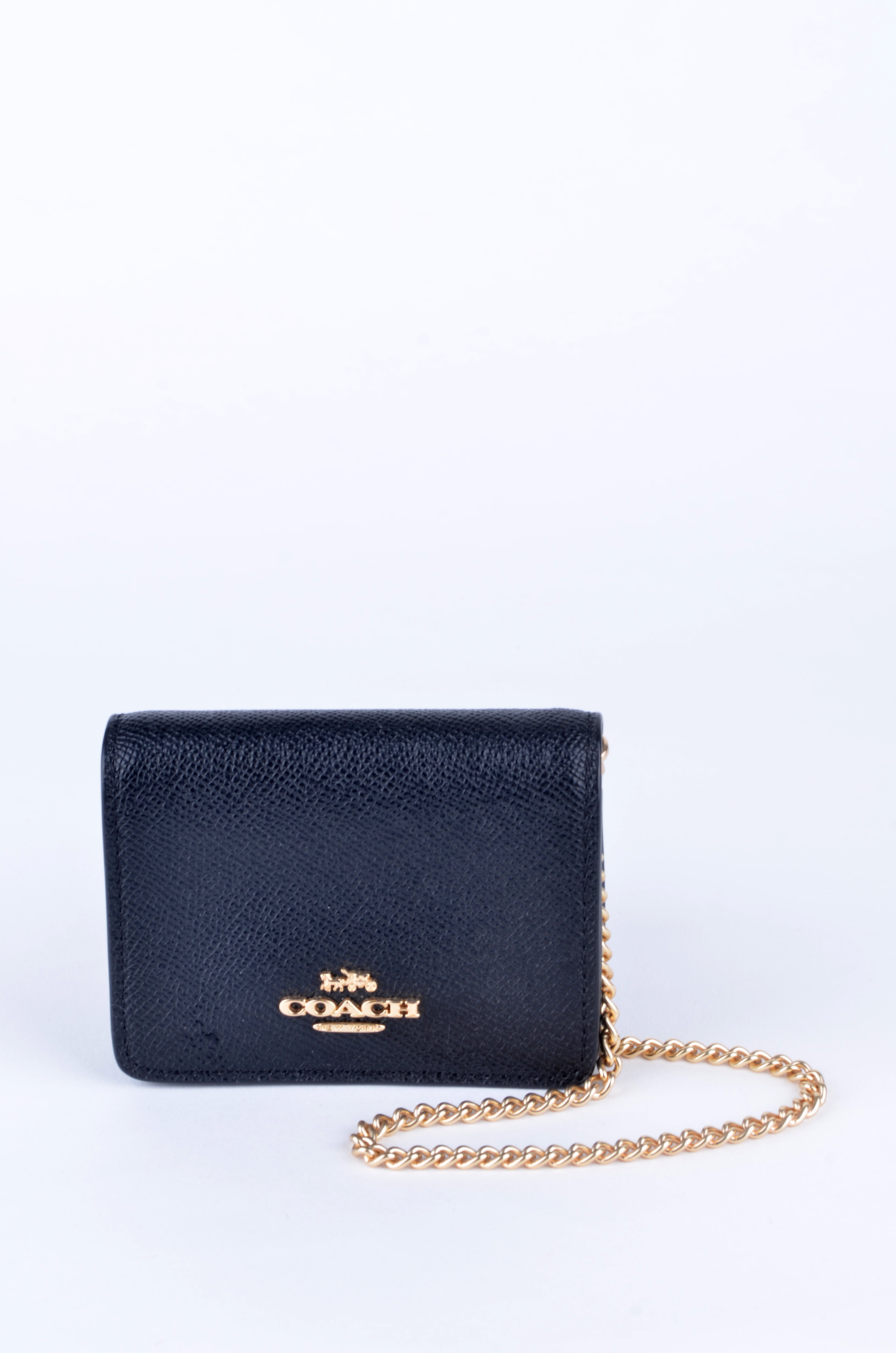 Tarjetero Coach Negro con Cadena