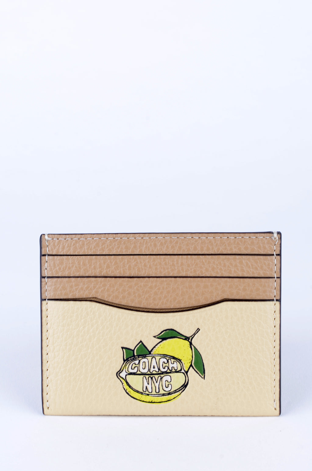 Tarjetero Coach Beige con Limón e Identificación